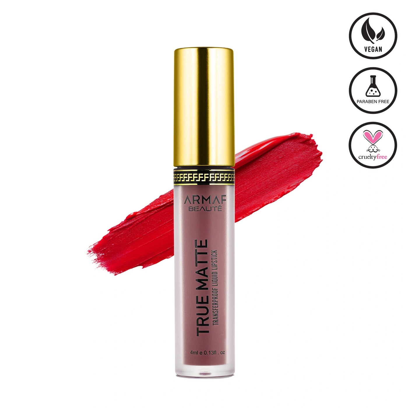 Armaf Beaute True Matte Transferproof Liquid Lipstick 4ml, Le Parfait Colour, One Swipe Pigmentation & Transfer Proof Formula, Weightless & Non-Sticky, Long Lasting & Water Proof Lip Stick