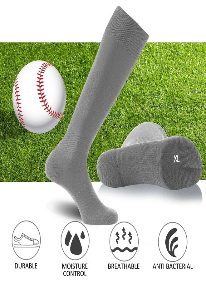 FOOTPLUS Grey Soccer Socks, Women Girls Over Knee High Solid Team Sports Volleyball Softball Baseball Homecoming Socks for Back to School,2 Pairs,X-Large - Image 5