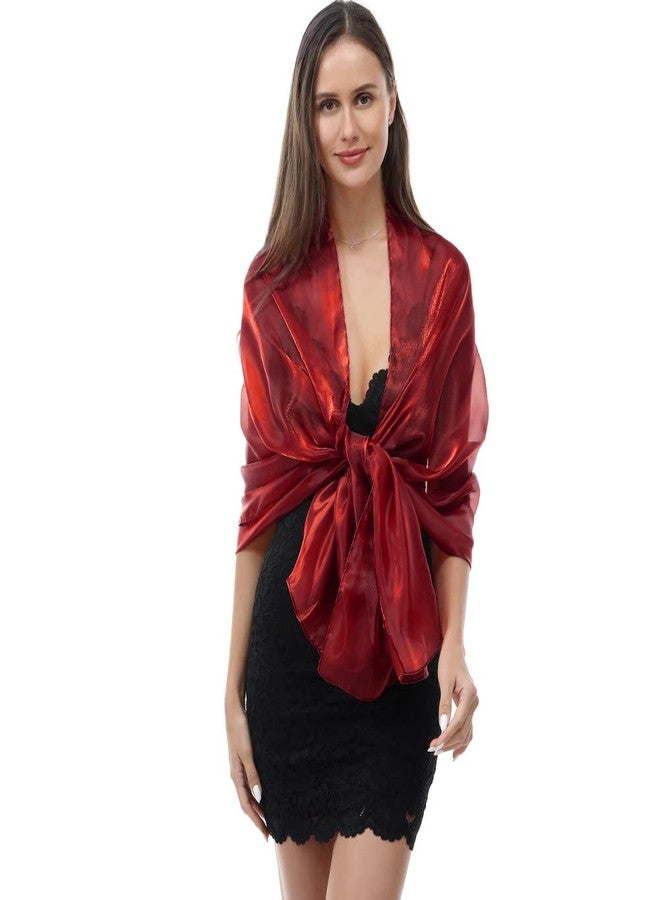 Ladiery Silk Scarves and Wraps for Evening Dresses Women Sheer Soft Bridesmaid Wedding Shawl Party Organza Stole, Red-wine, 170 * 70 CM/67 * 28 INCH - Image 5