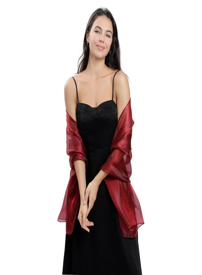 Ladiery Silk Scarves and Wraps for Evening Dresses Women Sheer Soft Bridesmaid Wedding Shawl Party Organza Stole, Red-wine, 170 * 70 CM/67 * 28 INCH - Image 4