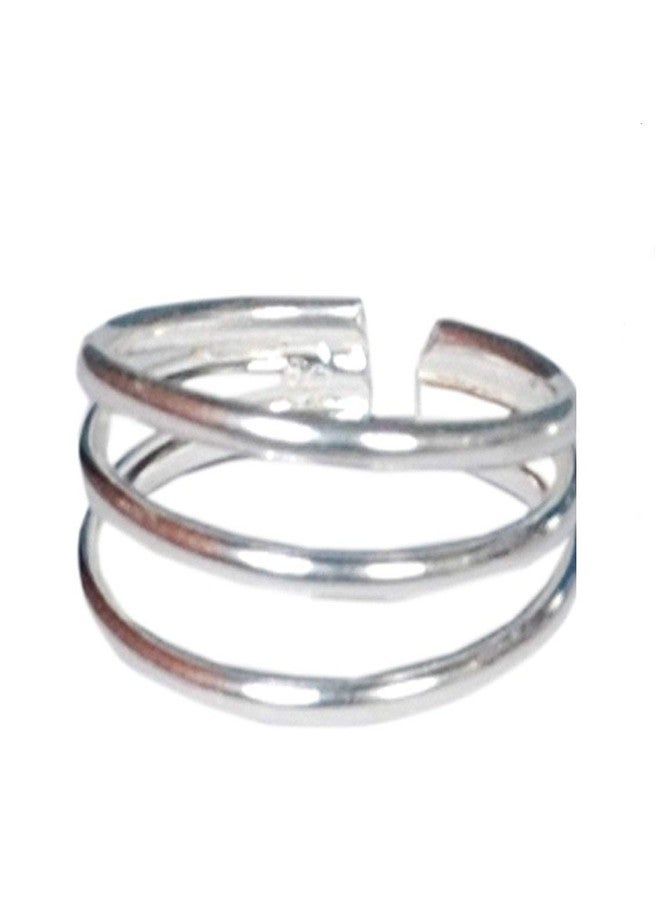 ELOISH Sterling Silver Three line Single Piece Toe Ring - Image 1