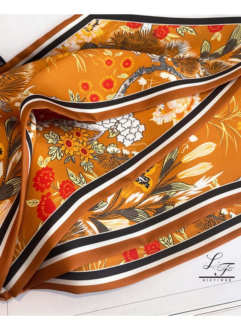 SOLARAE وشاح رأس، وشاح ساتان أنيق للشعر، لفات رأس للشاطئ، وشاح عنق، هدية موضة للنساء، باندانا وشاح عنق، وشاح عنق مزخرف بالزهور للنساء للرأس والعنق - Image 2