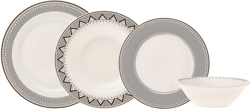 Karaca Globe 24-Piece Porcelain Dinner Service for 6 People, Serving Plates, Porcelain, Soup Plates, Cake Plates, Bowls, Unique Design, Daily and Special Tableware Set - Image 1