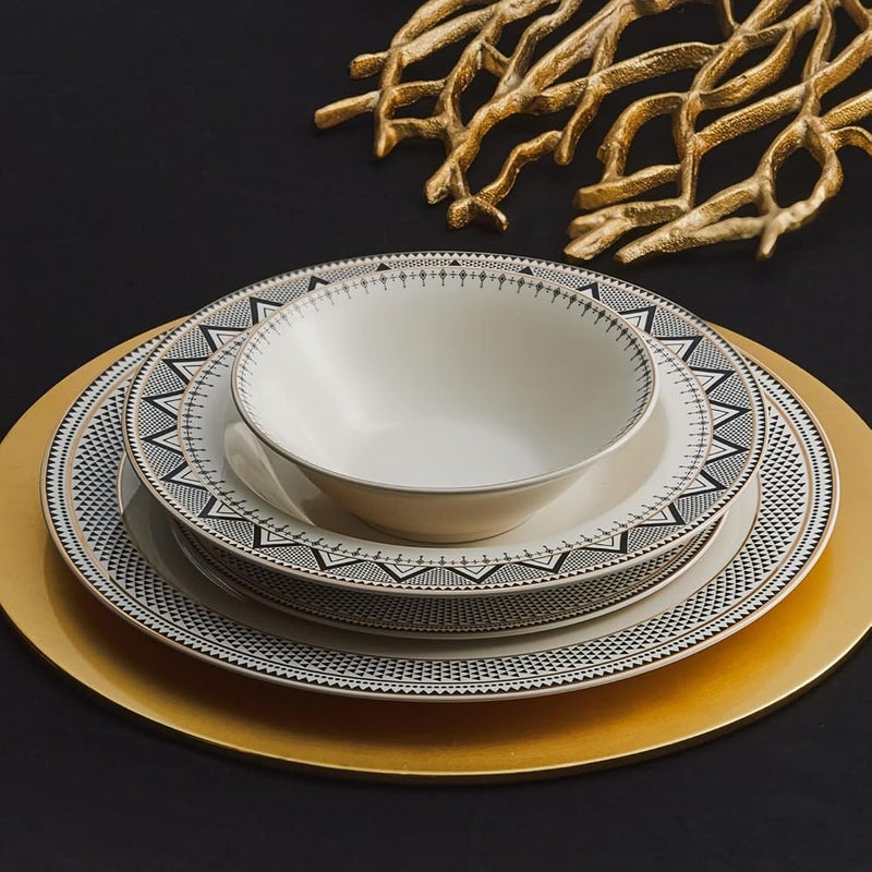Karaca Globe 24-Piece Porcelain Dinner Service for 6 People, Serving Plates, Porcelain, Soup Plates, Cake Plates, Bowls, Unique Design, Daily and Special Tableware Set - Image 4