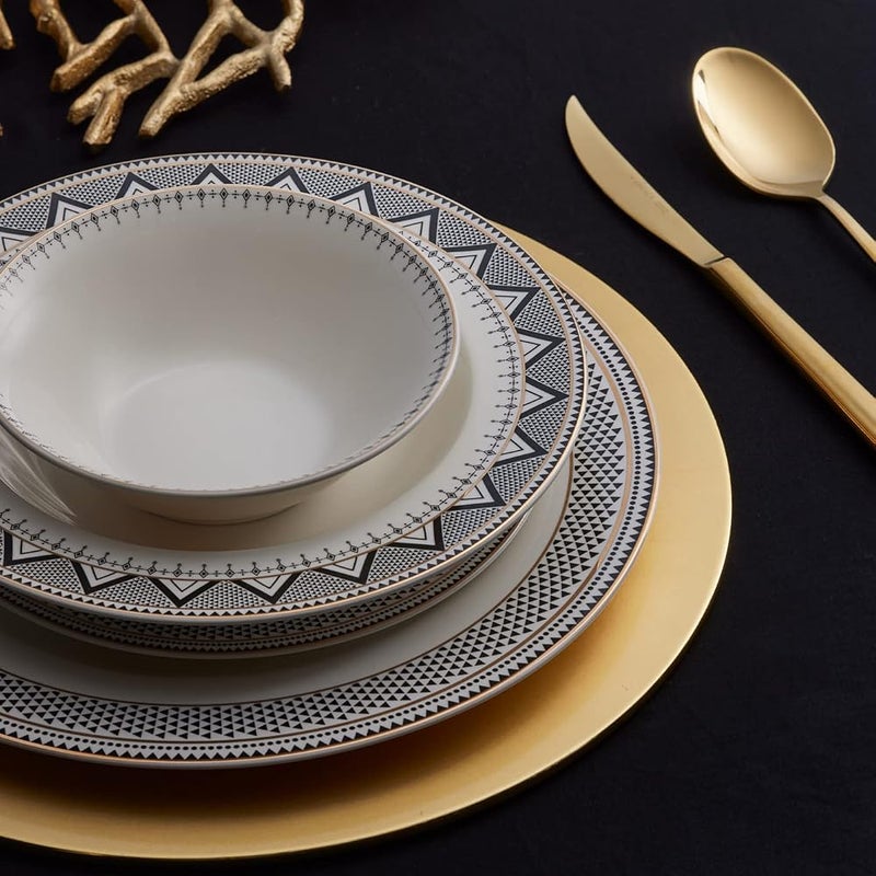 Karaca Globe 24-Piece Porcelain Dinner Service for 6 People, Serving Plates, Porcelain, Soup Plates, Cake Plates, Bowls, Unique Design, Daily and Special Tableware Set - Image 3