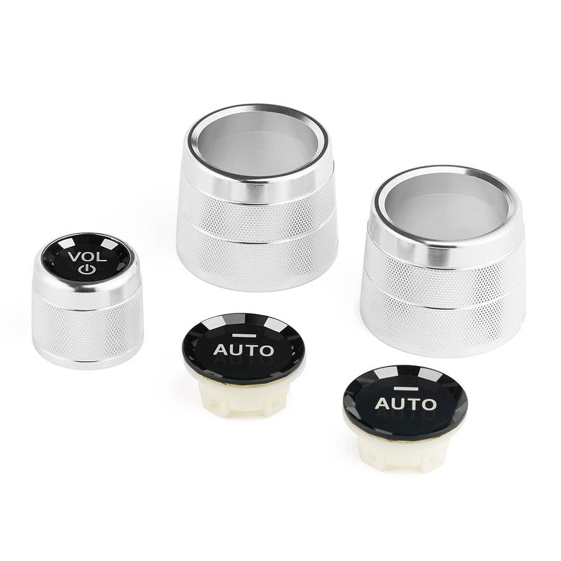 Silver Crystal Style Air Conditioning Climate Control and Audio Volume Knob Cover Compatible with BMW 5 6 7 Series X5 X6 F10 F12 F01 F15 F16Model B for F Chassis