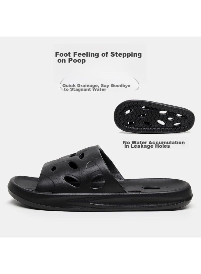 GUOLUOFEI Guoluofei Bathroom Slippers For Men And Women, Summer Indoor Shower Hollow Water-draining Eva Bathroom Sandals, Black, Size 40-41  - Image 1