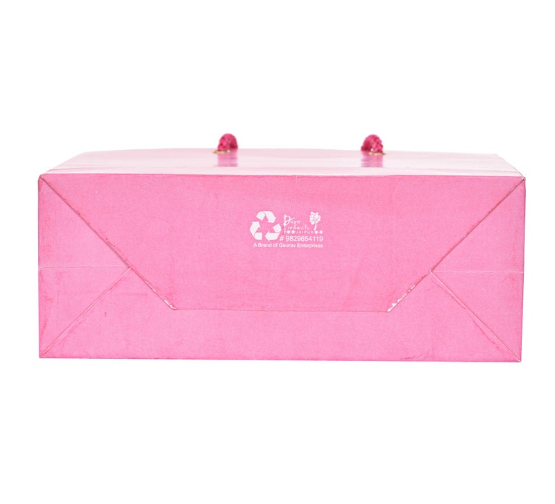 PPJ ® - PAPER CARRY BAG (PLAIN PINK) 8 inch X 3 Inch X 8 Inch (Small) for BIRTHDAY/DIWALI FUNCTION RETURN GIFTS (Pack of 25) - Image 4