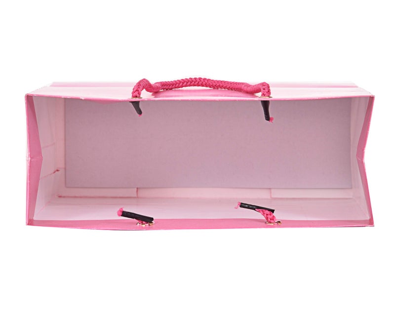 PPJ ® - PAPER CARRY BAG (PLAIN PINK) 8 inch X 3 Inch X 8 Inch (Small) for BIRTHDAY/DIWALI FUNCTION RETURN GIFTS (Pack of 25) - Image 5