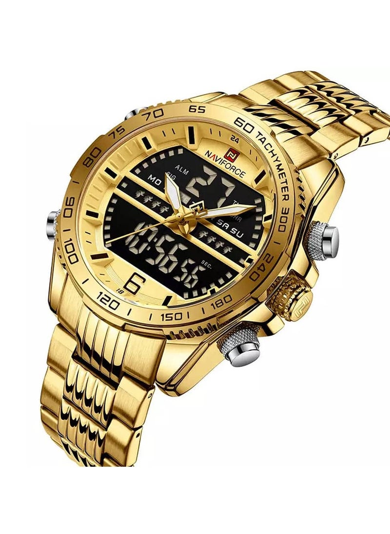 NAVIFORCE - Multi-Function Analog Digital Wrist Watch for Men with Stainless Steel Strap Chronograph Water Resistant Dual Display Stylish and Durable Timepiece - Image 1