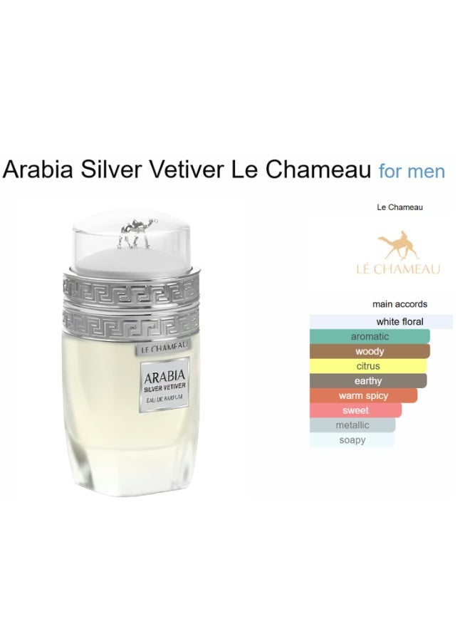 LE CHAMEAU Arabia Silver Vetiver For MEN EDP 100ml - Image 2