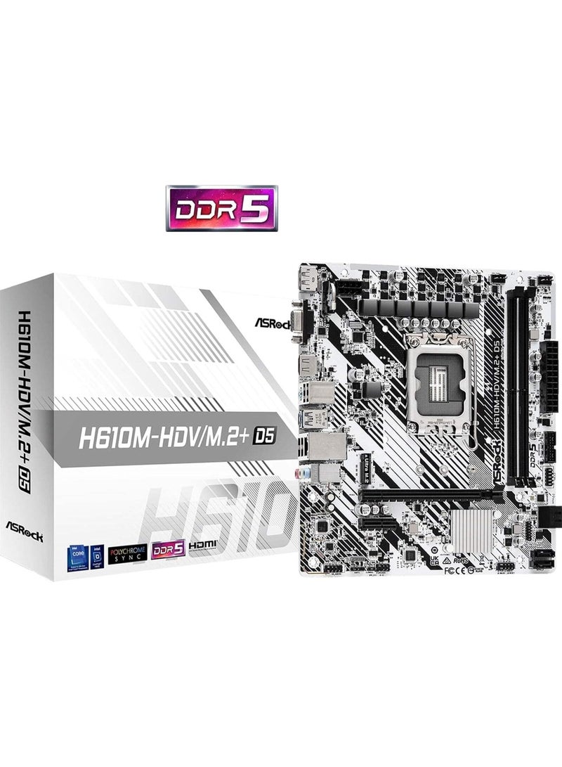 لوحة أم ASRock H610M-HDV/M.2+ D5 LGA 1700 Micro ATX DDR5 Intel H610 SATA 6Gb/s