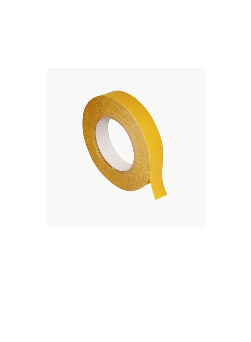 Generic Double Sided Tissue Tape for Sealing plastic or Paper Bags for Sticking Wall Paper Other Paper Crafts etc 24 mm x 50 Meter Yellow  - Image 1