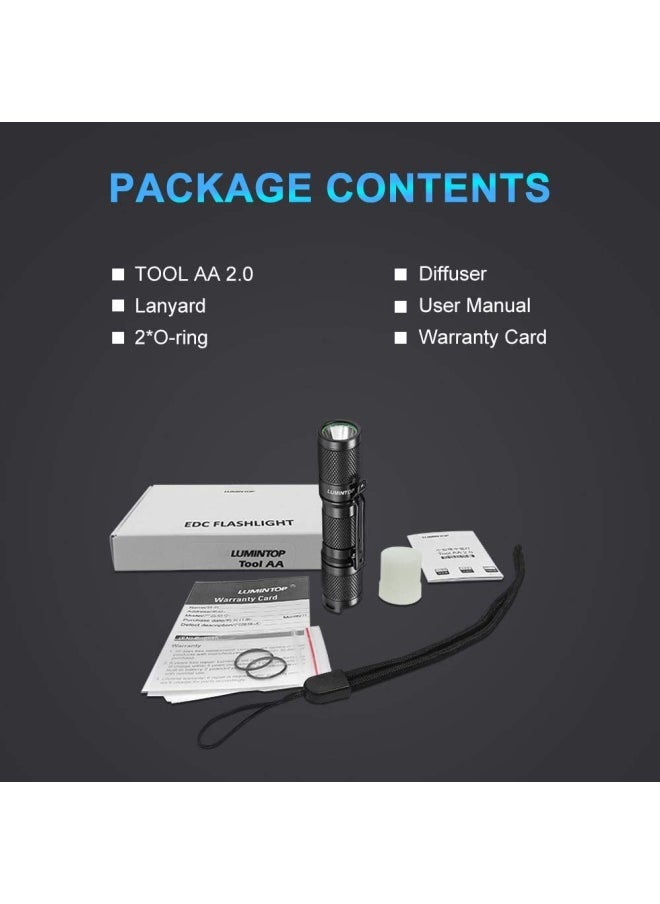 Generic - Lumintop Torch Flashlight  Tool Aa2.0 Mini Torch 650 Lumens Cree Led Pocket-Sized 5 Modes Powerful Small Flashlight Compatible With Aa And 14500 Li-Ion Battery Ipx-8 Waterproof For Camping Emergency - Image 1