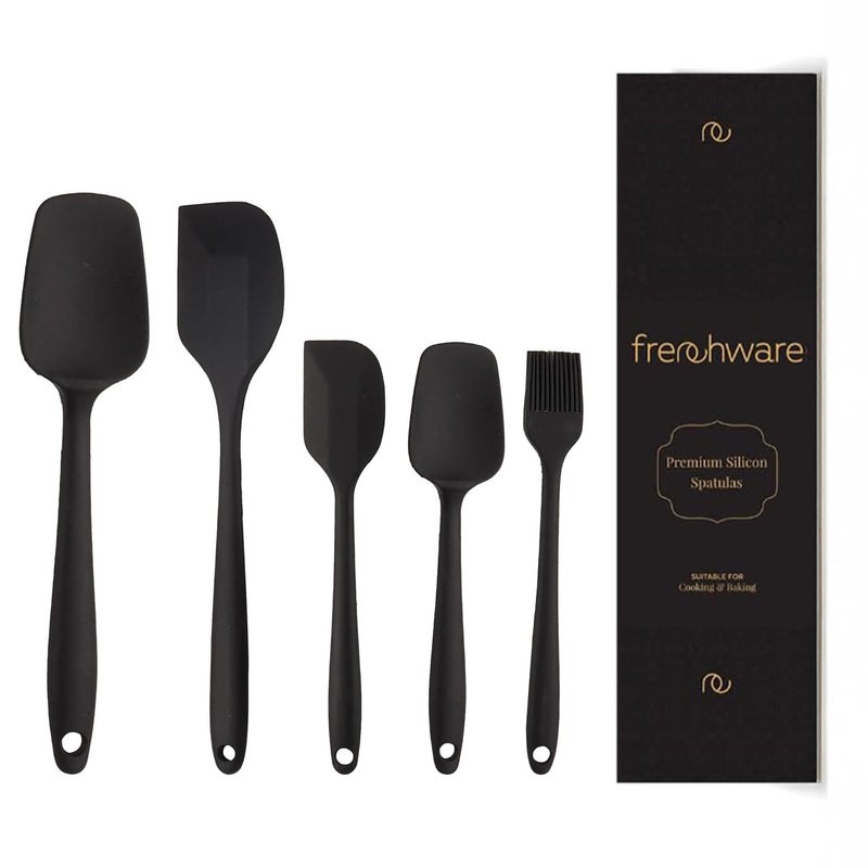 FrenchWare (Set of 5 Spatulas, Red) Non-Stick Premium Silicone Spatula for Cooking, Baking & Mixing, Seamless Design - Image 1