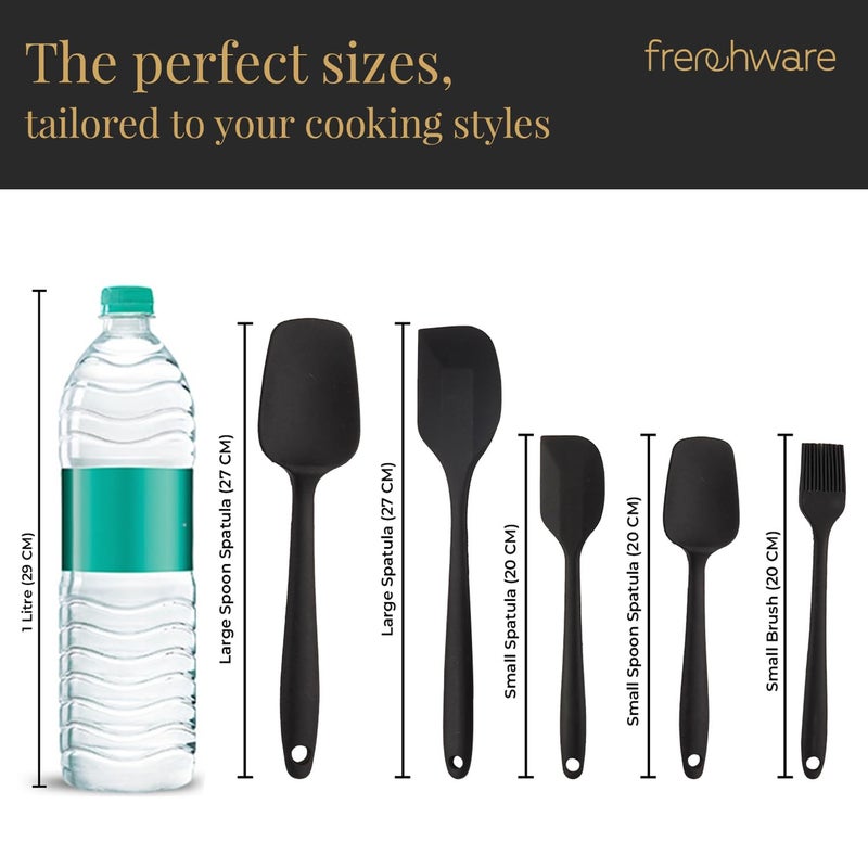 FrenchWare (Set of 5 Spatulas, Red) Non-Stick Premium Silicone Spatula for Cooking, Baking & Mixing, Seamless Design - Image 3