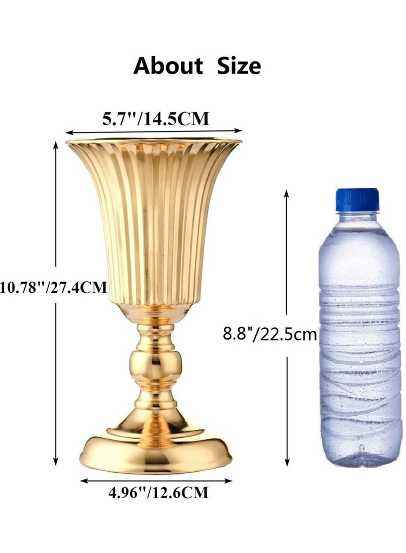 Captaintech Gold Vase, 2 Pcs Decorative Vase Metal Table Vase Centerpiece Table Decor, Metal Tabletop Flower Stand, 10.7in Trumpet Tall Flower Vase for Birthday, Weddings, Anniversary Ceremony, Home Decor - Image 4