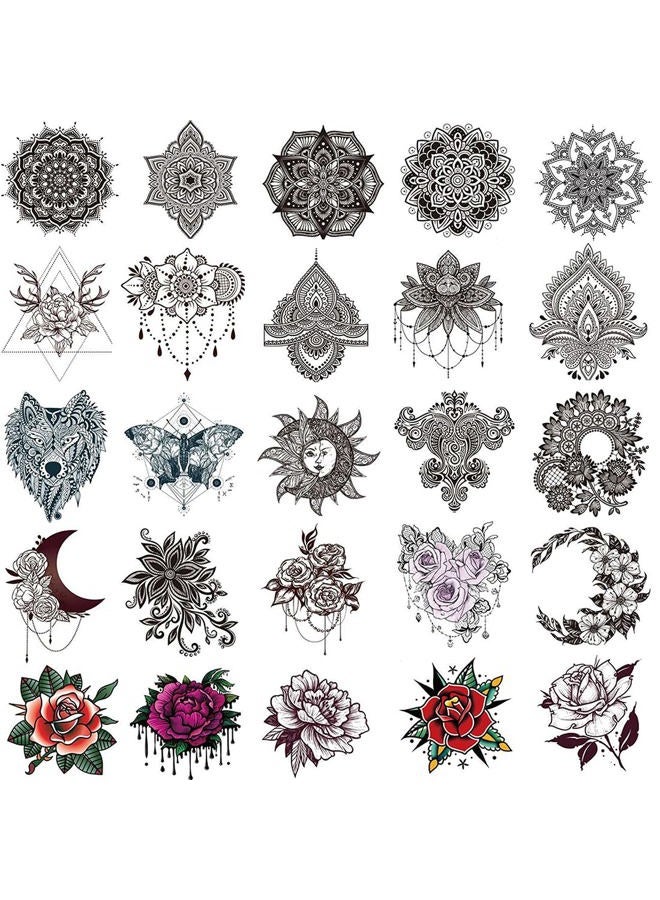 Ooopsi 40 Pieces Black Henna Temporary Tattoo Stickers for Women Girls - Lace Indian Mehndi Body Tattoo Sticker for Adults for Arm Leg Hand - Image 1