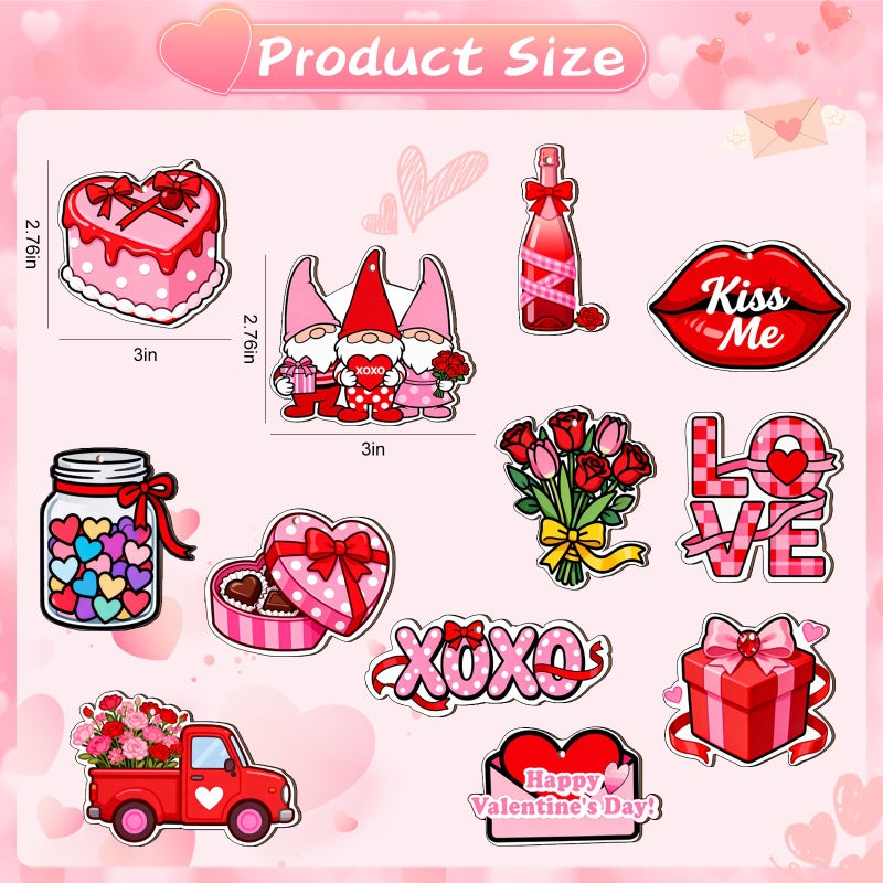 VinTS 36 Pcs Valentineâ€˜s Day Wooden Hanging Ornaments Valentines Day Tree Decorations Pink Red Gnome Wood Cutouts with Ropes XOXO Love Signs Valentines Day Decor for Home Party Decoration - Image 3