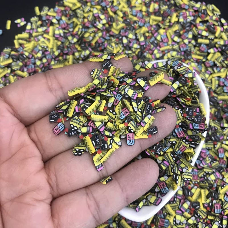 PrettyG 50g/Pack Mixes School Series Slices Supplies Polymer Soft Clay Fimo DIY Decoration for Resin Nail Art Slime Cake Dessert - Image 5