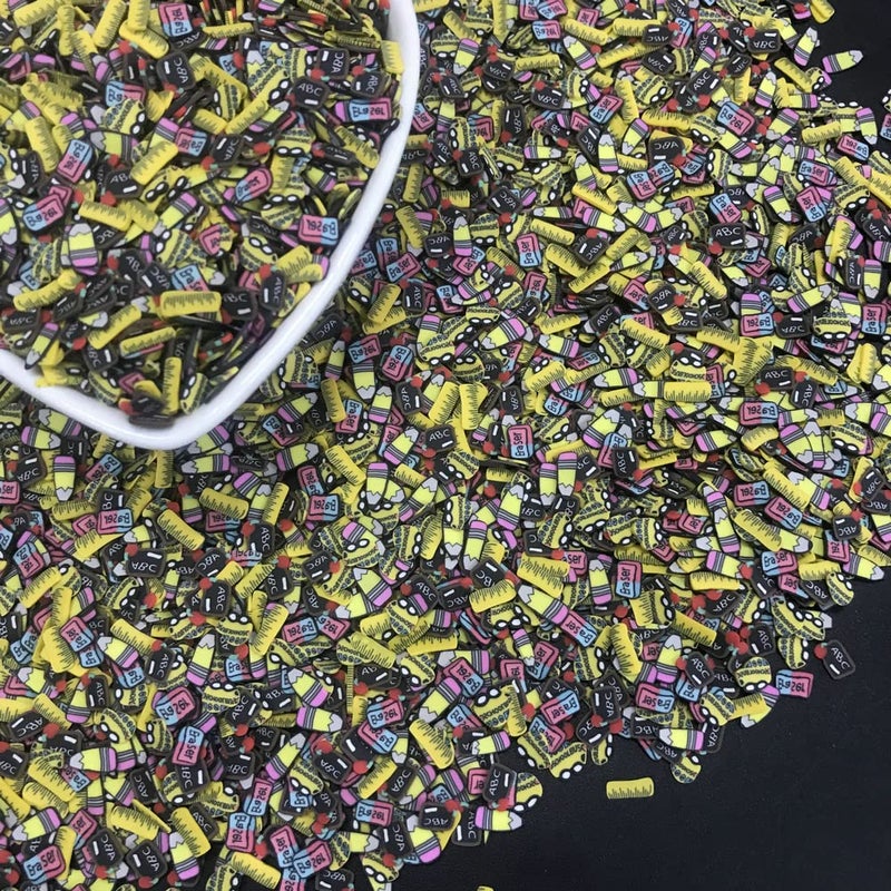 PrettyG 50g/Pack Mixes School Series Slices Supplies Polymer Soft Clay Fimo DIY Decoration for Resin Nail Art Slime Cake Dessert - Image 4