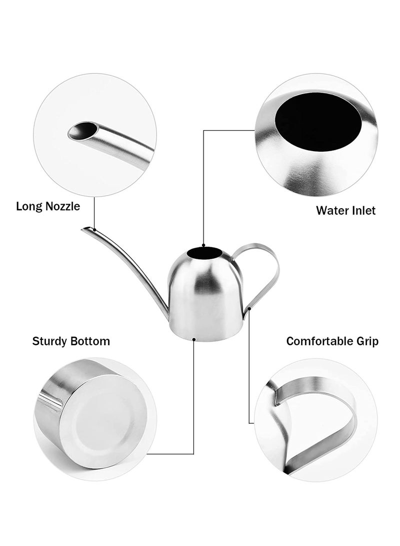 Stainless Steel Watering Can, Long Spout for No Spillage, Ornate Metal Long Spout Bonsai Mini Watering Can, Water Can for Succulent Bonsai Garden Flower, Watering Pot for Indoor/Outdoor Plants 500ML - Image 3