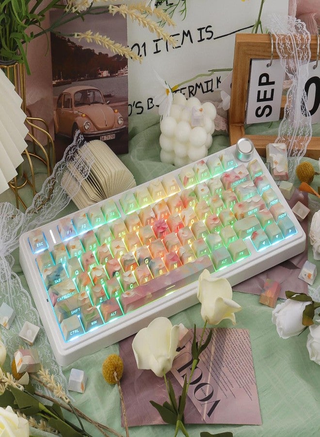 JOMKIZ Garden Oil Painting PBT Keycap Set - Side Printed Shine Through, 133 Keys Cherry Profile Keycaps, Dye-Sublimation Keycaps for 60%, 65%, 75%, 100% Cherry MX Mechanical Keyboard - Image 2