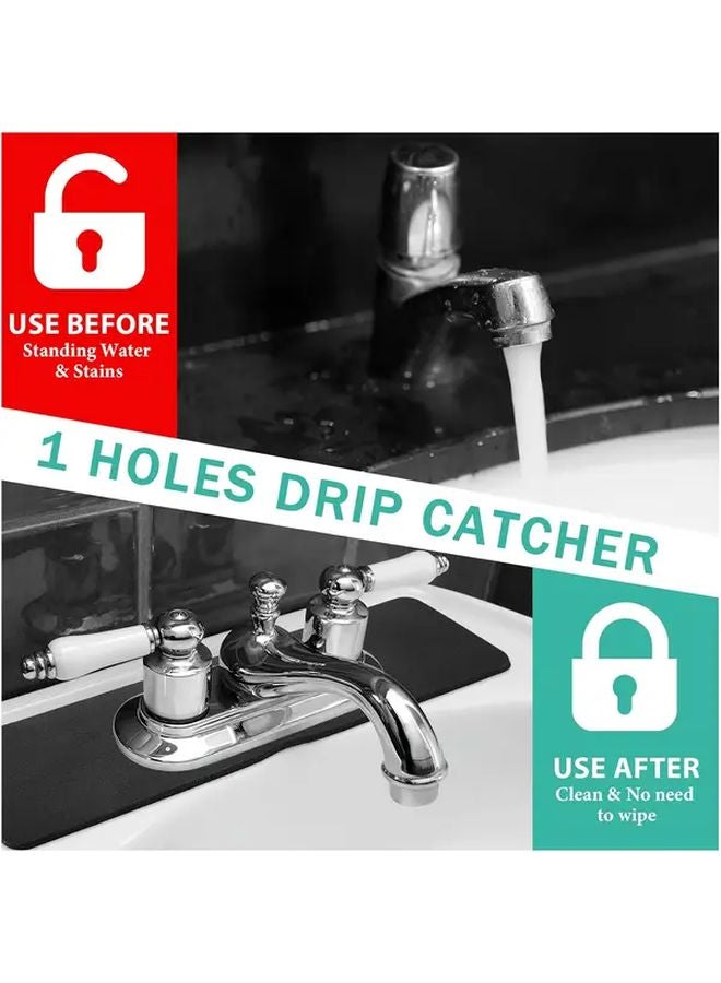 عبوتان من وسادات صنبور البولي يوريثان الأسود مقاس 17.32 × 5.0 بوصة حصيرة امتصاص رذاذ الحوض - Image 5