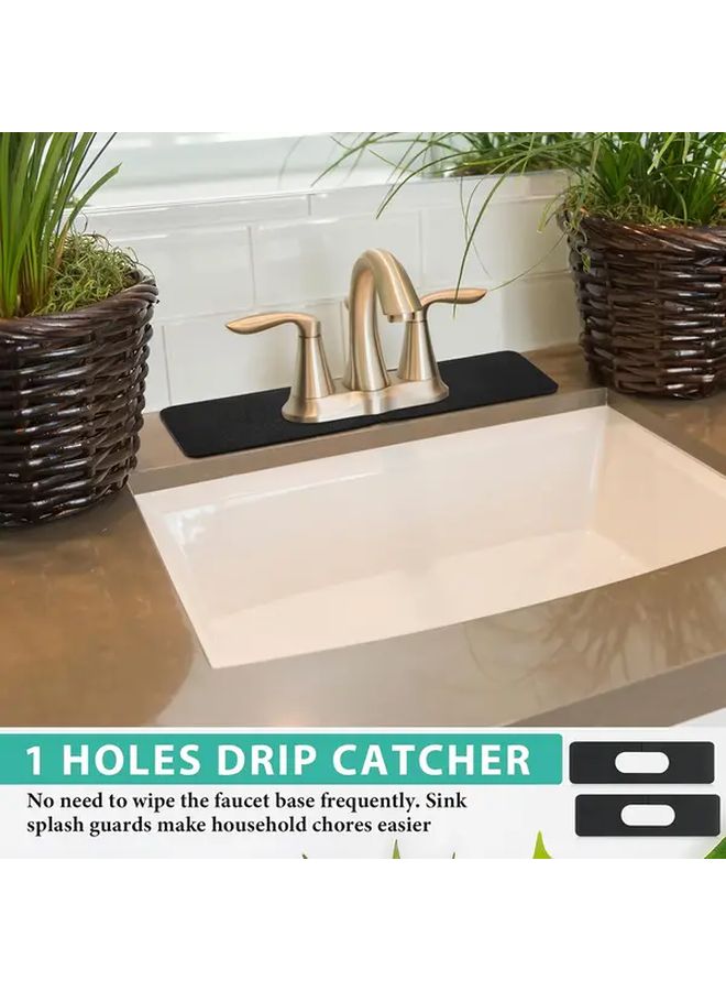 عبوتان من وسادات صنبور البولي يوريثان الأسود مقاس 17.32 × 5.0 بوصة حصيرة امتصاص رذاذ الحوض - Image 3