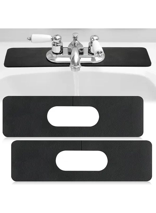 عبوتان من وسادات صنبور البولي يوريثان الأسود مقاس 17.32 × 5.0 بوصة حصيرة امتصاص رذاذ الحوض - Image 2