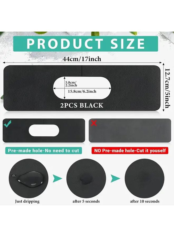 عبوتان من وسادات صنبور البولي يوريثان الأسود مقاس 17.32 × 5.0 بوصة حصيرة امتصاص رذاذ الحوض - Image 4