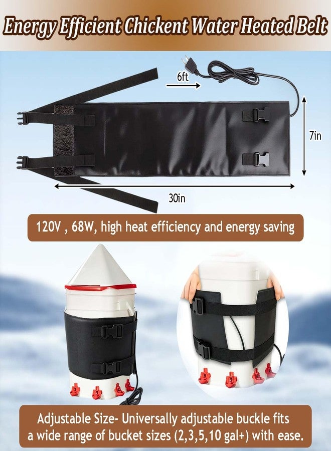 Mofuiry Chicken Water Heater Strap for Winter, Adjustable Heated Chicken Water Bucket Belt with 6ft Cable Thermo Auto Temp Control Poultry Water Warmer Wrap for 2-5 Gal Chickens Coop Waters Prevent Freeze - Image 2