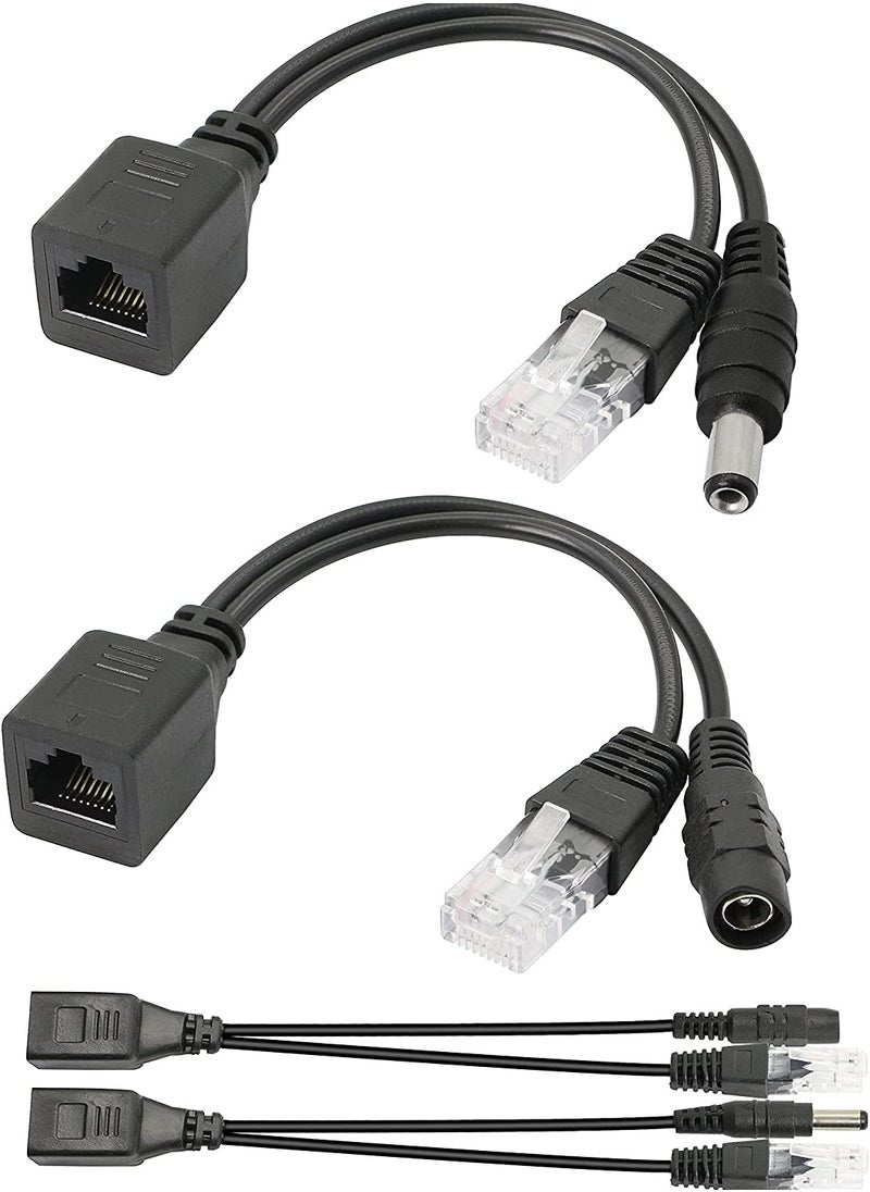 SYOSI - Passive POE Adapter Cable 2Pair POE Injector and POE Splitter Kit with 5.5 2.1mm DC Connector for WLAN Routers Switches Internet Telephony IP Cameras - Image 1