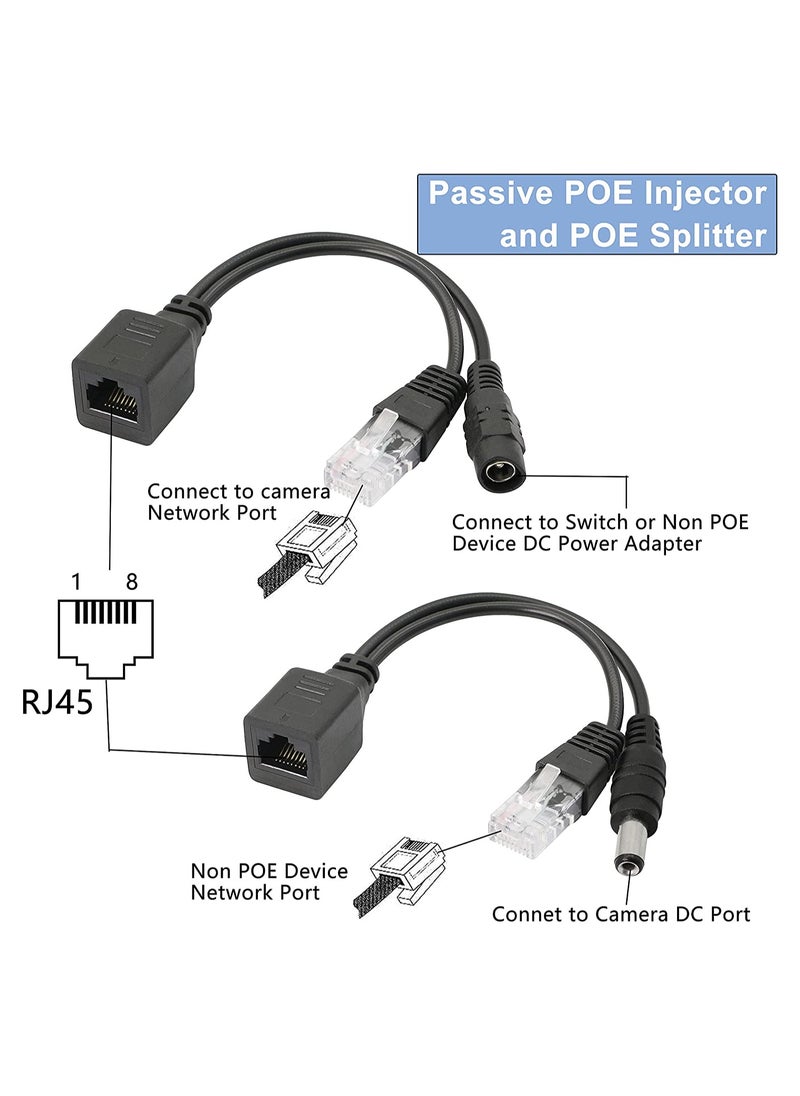 SYOSI - Passive POE Adapter Cable 2Pair POE Injector and POE Splitter Kit with 5.5 2.1mm DC Connector for WLAN Routers Switches Internet Telephony IP Cameras - Image 1