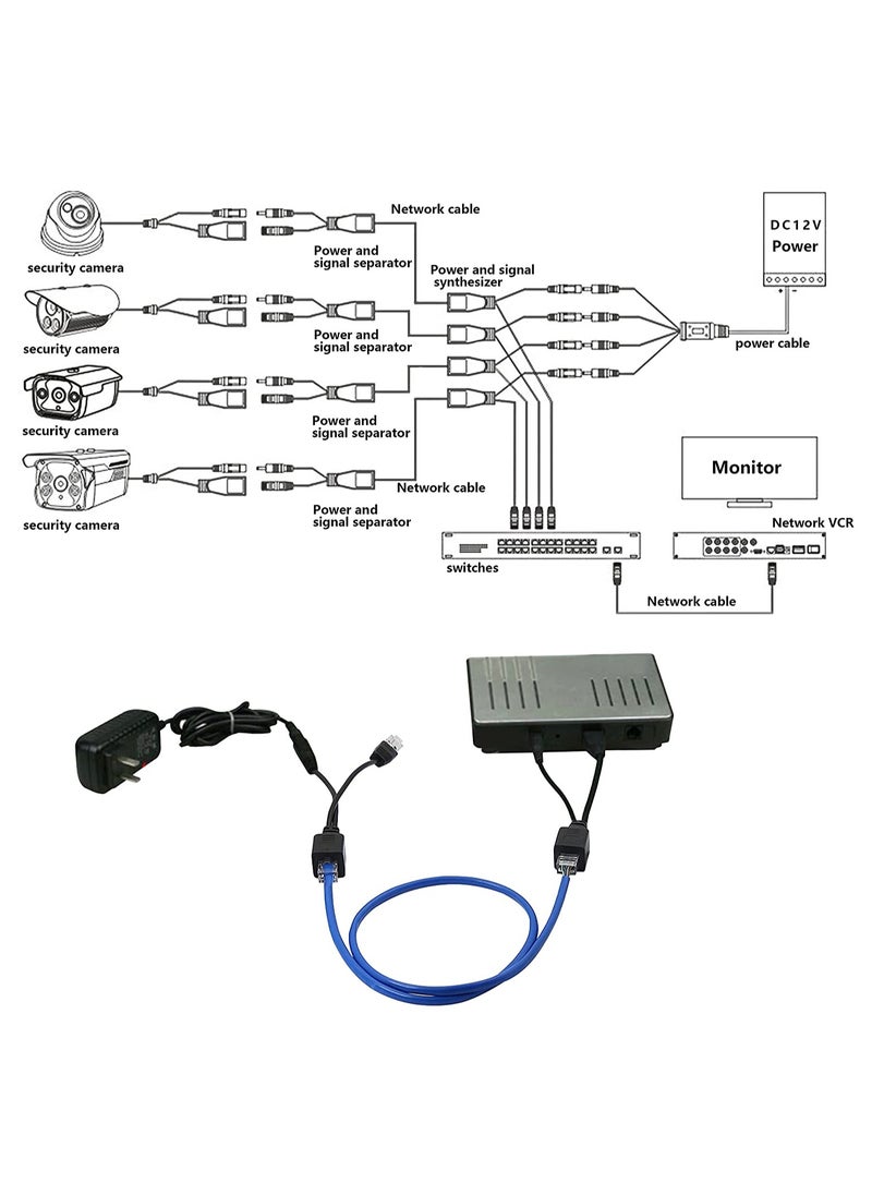 SYOSI - Passive POE Adapter Cable 2Pair POE Injector and POE Splitter Kit with 5.5 2.1mm DC Connector for WLAN Routers Switches Internet Telephony IP Cameras - Image 1