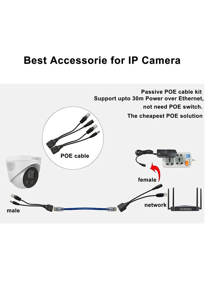 SYOSI - Passive POE Adapter Cable 2Pair POE Injector and POE Splitter Kit with 5.5 2.1mm DC Connector for WLAN Routers Switches Internet Telephony IP Cameras - Image 1