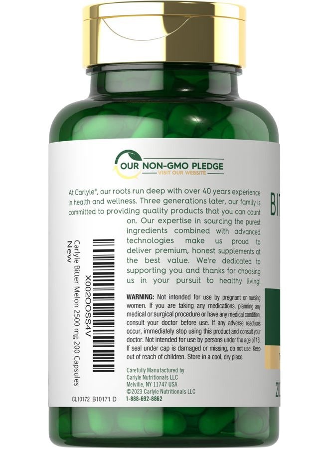 Carlyle Bitter Melon Capsules 2500 mg | 200 Count | Non-GMO & Gluten Free Extract | Complex Supplement - Image 3