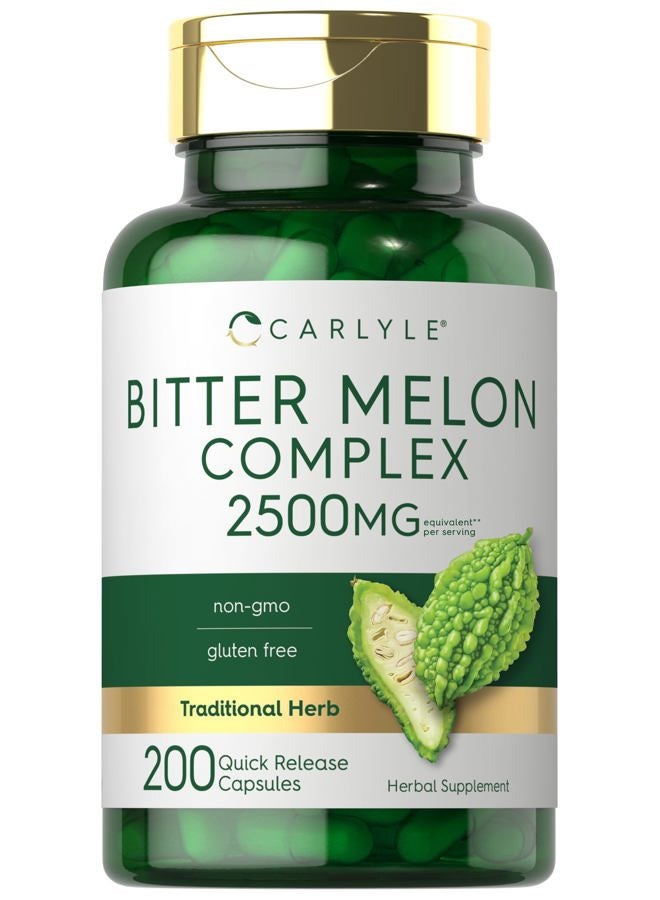 Carlyle Bitter Melon Capsules 2500 mg | 200 Count | Non-GMO & Gluten Free Extract | Complex Supplement - Image 1