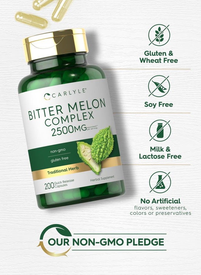 Carlyle Bitter Melon Capsules 2500 mg | 200 Count | Non-GMO & Gluten Free Extract | Complex Supplement - Image 5