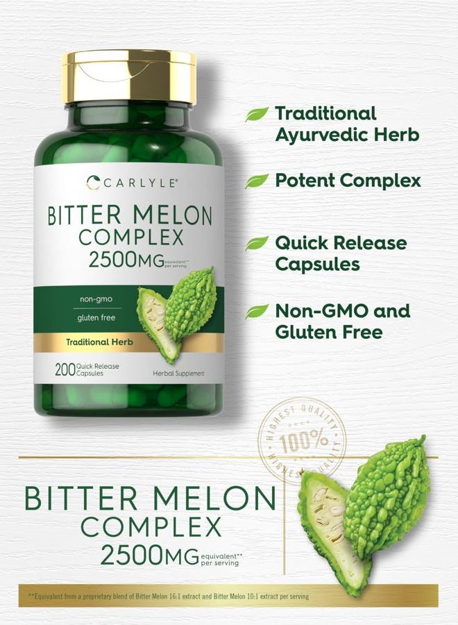 Carlyle Bitter Melon Capsules 2500 mg | 200 Count | Non-GMO & Gluten Free Extract | Complex Supplement - Image 4