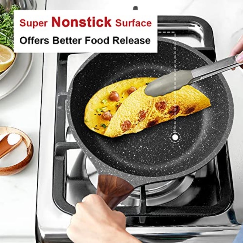 Nonstick Frying Pan Dishwasher Safe, Stone Skillet Pans for eggs, Induction Omelette Pan Non Toxic 100% PFOA Free 20CM - Image 2
