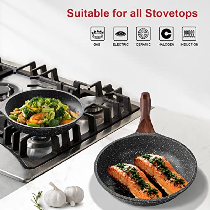 Nonstick Frying Pan Dishwasher Safe, Stone Skillet Pans for eggs, Induction Omelette Pan Non Toxic 100% PFOA Free 20CM - Image 4
