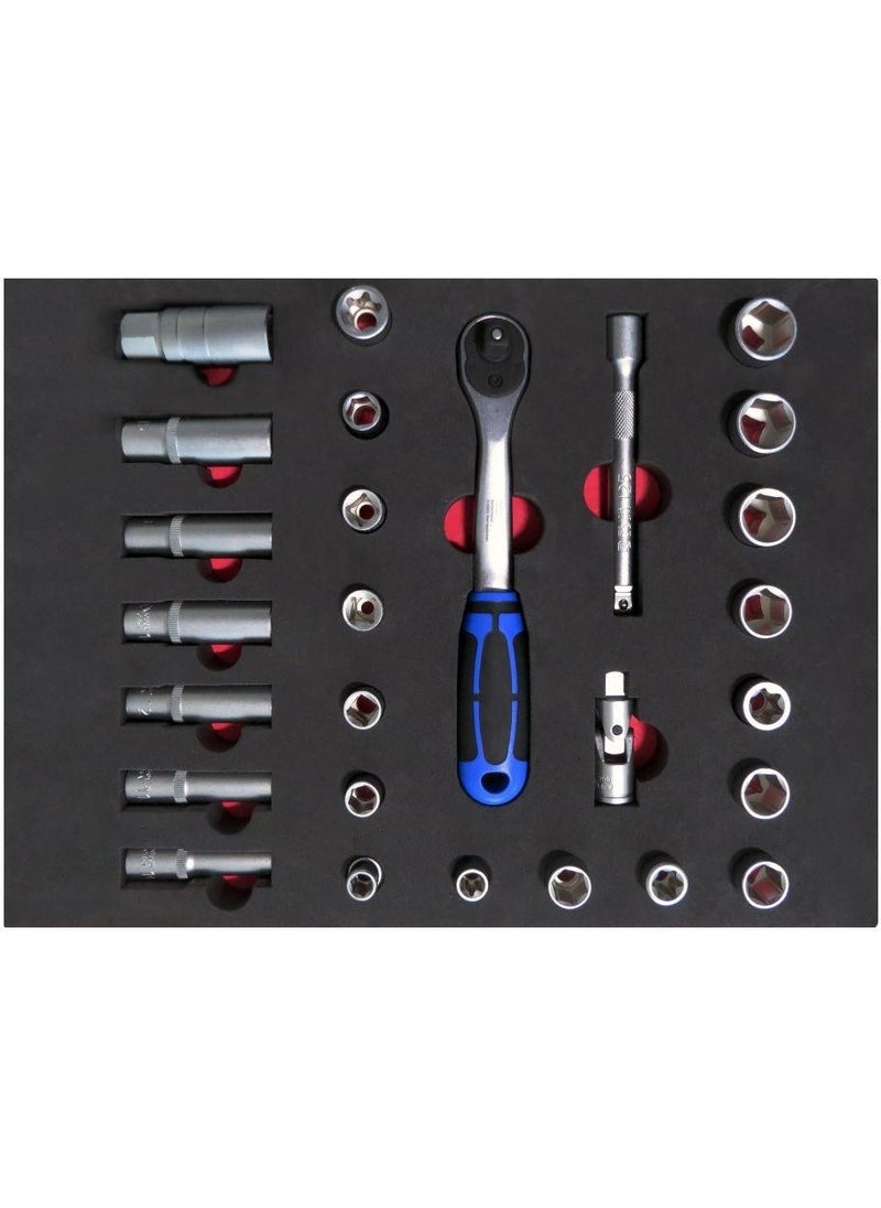 Brio Socket Set 3/8-27 Pieces with Sponge Bed  - Image 1