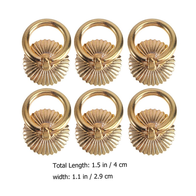 Antique Style Gold Cabinet Handles Ring Pulls 6 Pack For Kitchen Wardrobe Dresser Drawers - Image 3