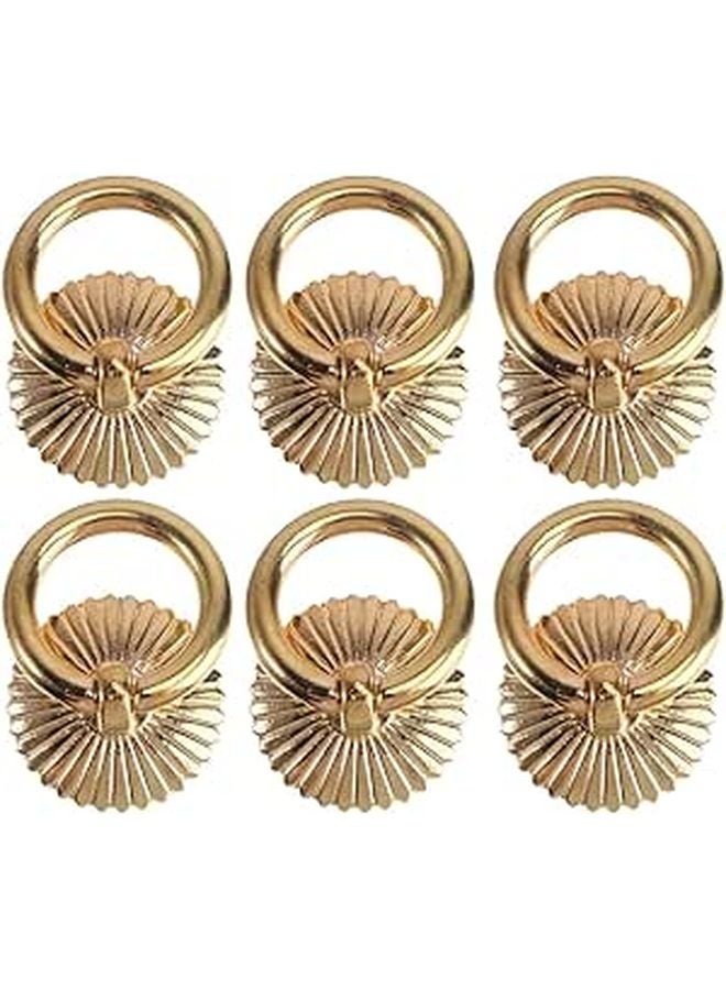 Antique Style Gold Cabinet Handles Ring Pulls 6 Pack For Kitchen Wardrobe Dresser Drawers - Image 1