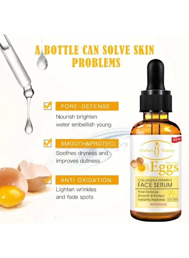 Aichun beauty Eggs Skin Care Serum Collagen Vitamin E Face Serum Face Lifting Smoothing Oil Control Acne Whitening Perfecting Primer Vitamin E Egg Face Whitening Serum Collagen Serum Vitamin E Oil Serum 30ml - Image 2