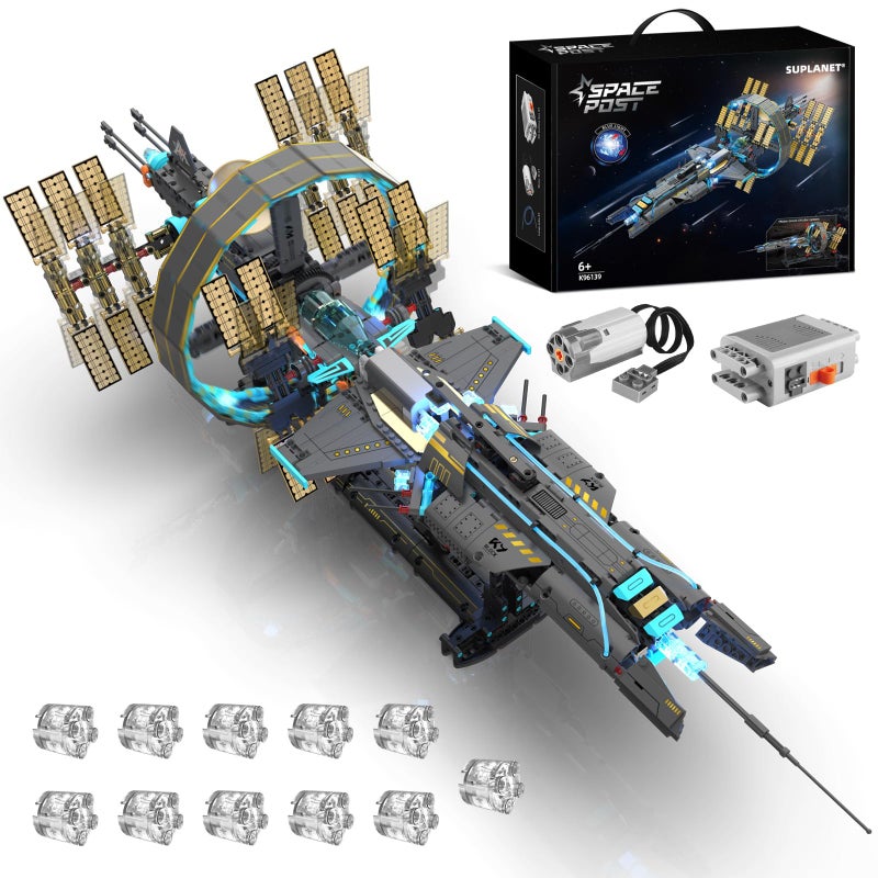 Suplanet Space Station Spaceship Building Blocks Set with Motor LED Lights Exploration Model Building Kits with Display Stand STEM Engineering Gift for KidsAdults and Space Fans 1471 PCS - Image 3