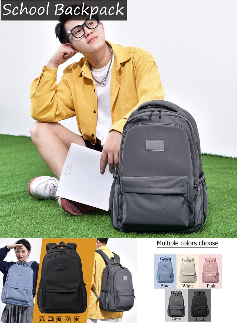 Qiccijoo Qiccijoo Travel Laptop Backpack Computer Backpack for Women Men Business Work Backpack Durable Anti Theft College School Computer Bag Fits 17 Inch Notebook & Laptop(Grey) - Image 4