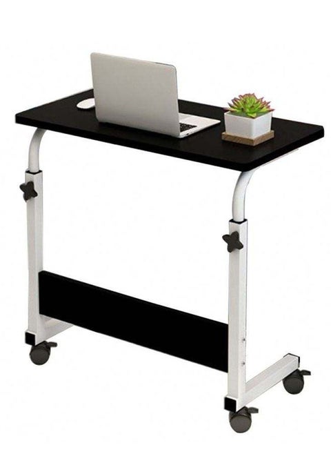 Computer Student Laptop Desk Height Adjustable Wooden Laptop Table Computer Standing Desk with Tablet iPad Slot Mobile Workstation with Wheels (Black-05)