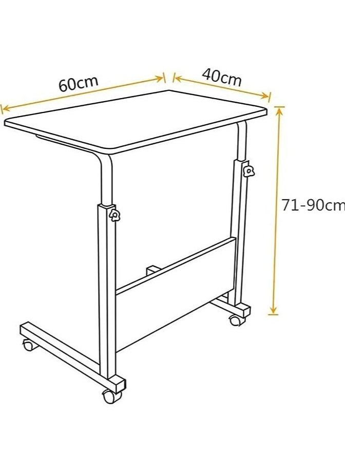 Computer Student Laptop Desk Height Adjustable Wooden Laptop Table Computer Standing Desk with Tablet iPad Slot Mobile Workstation with Wheels (Black-05)